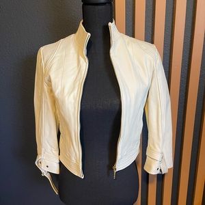 Cream Leather Jacket